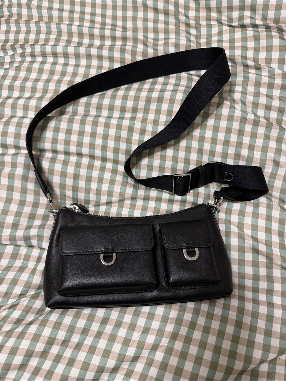 kate spade Black Leather Crossbody Bag with Front Pockets